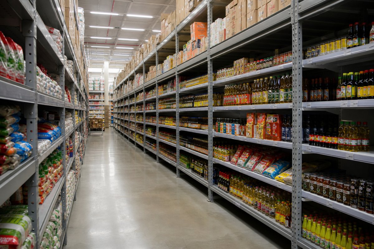Gôndolas reais em supermercado